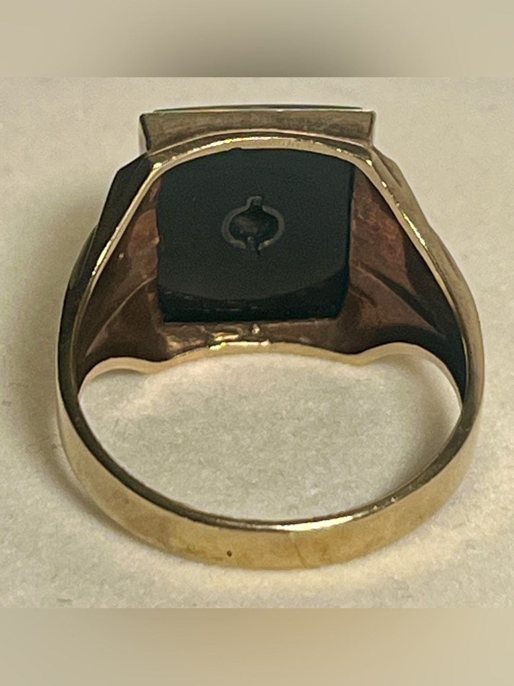 Estate Men’s Ring  | 10k Gold, Onyx & Diamond | Davidson & Son’s | Size 12 1/4 - Picture 8 of 13